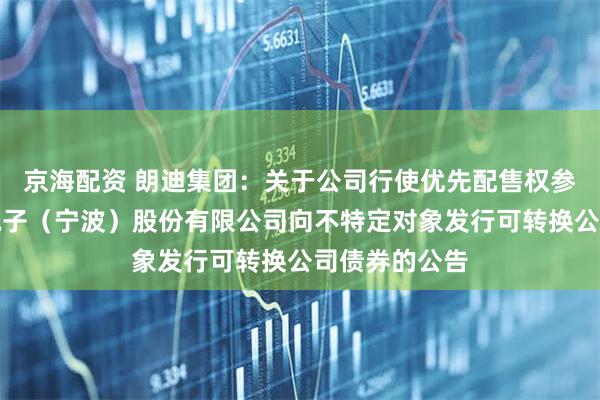 京海配资 朗迪集团：关于公司行使优先配售权参与认购甬矽电子（宁波）股份有限公司向不特定对象发行可转换公司债券的公告