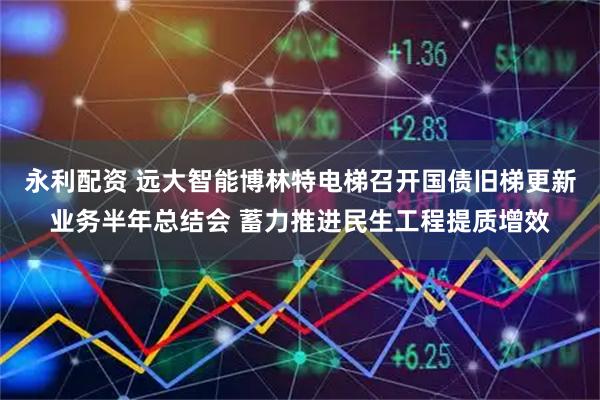 永利配资 远大智能博林特电梯召开国债旧梯更新业务半年总结会 蓄力推进民生工程提质增效