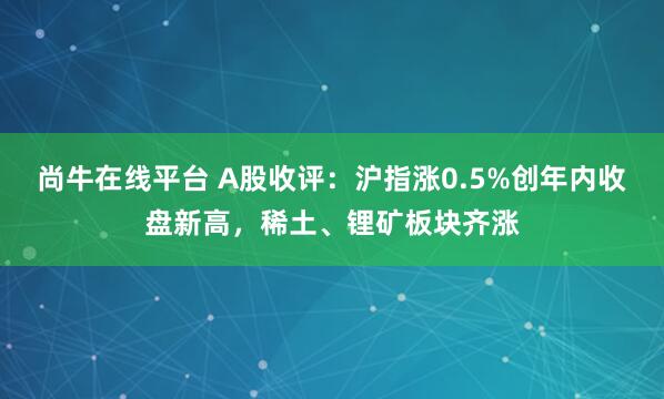 尚牛在线平台 A股收评：沪指涨0.5%创年内收盘新高，稀土、锂矿板块齐涨