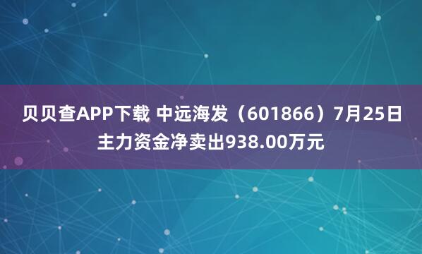 贝贝查APP下载 中远海发（601866）7月25日主力资金净卖出938.00万元